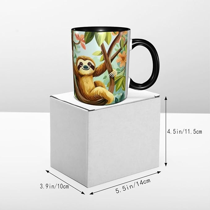 Sloth Coffee Mug 11oz Ceramic Tea Cup With Handle Funny Porcelain Mugs for Women Dishwasher Microwave Safe