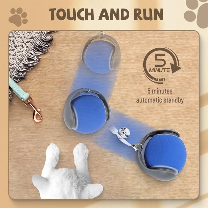 Interactive Cat Toys for Indoor Cats, 2026 Interactive Fast Moving Toys Balls, 360° Automatic Rolling Electric Ball Toy with Rope for Dogs and Cat Indoor Play (Red)