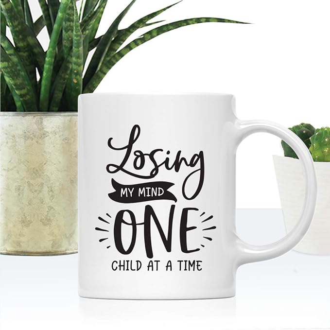 Andaz Press Mother's Day 11oz. Ceramic Coffee Tea Mug Gift for Mom, Losing My Mind One Child At a Time, 1-Pack, Birthday Christmas Gift Ideas
