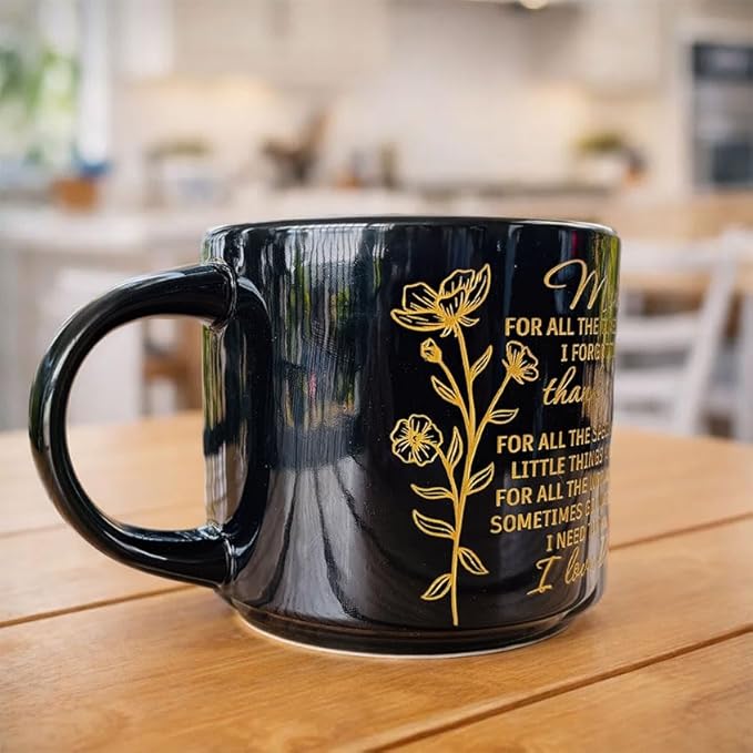 DongNaiWin Mom Gift Mug, Mother's Day Mug - 17oz Black Ceramic Coffee Mug for Mom – Black and Gold Mom Gift Mug, Large Capacity Tea Cup, Mother Appreciation Gift, Birthday Christmas Mother’s Day Gift
