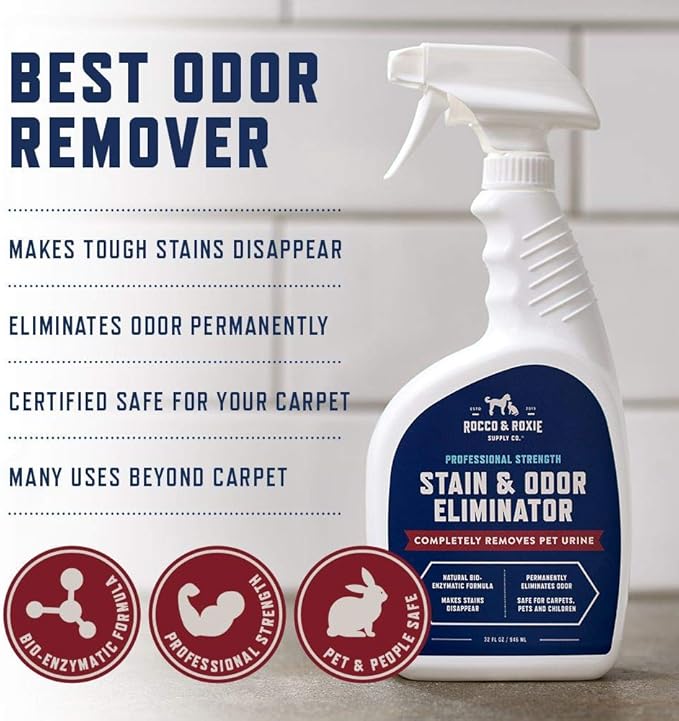 Rocco & Roxie Pet Stain & Odor Eliminator Carpet Cleaning Bundle - Enzymatic Urine Destroyer for Cats and Dogs