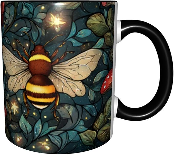 Bee Coffee Mug 11oz Ceramic Tea Cup With Handle Funny Porcelain Mugs for Women Dishwasher Microwave Safe