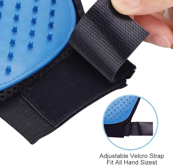 2PCS Pet Grooming Glove, Dog Brush Glove, Gentle Deshedding Brush Glove,Mess-Free Grooming Efficient Pets Hair Remover Mittens Washing Gloves for Short and Long Hair Dogs & Horses & Cats (Blue)