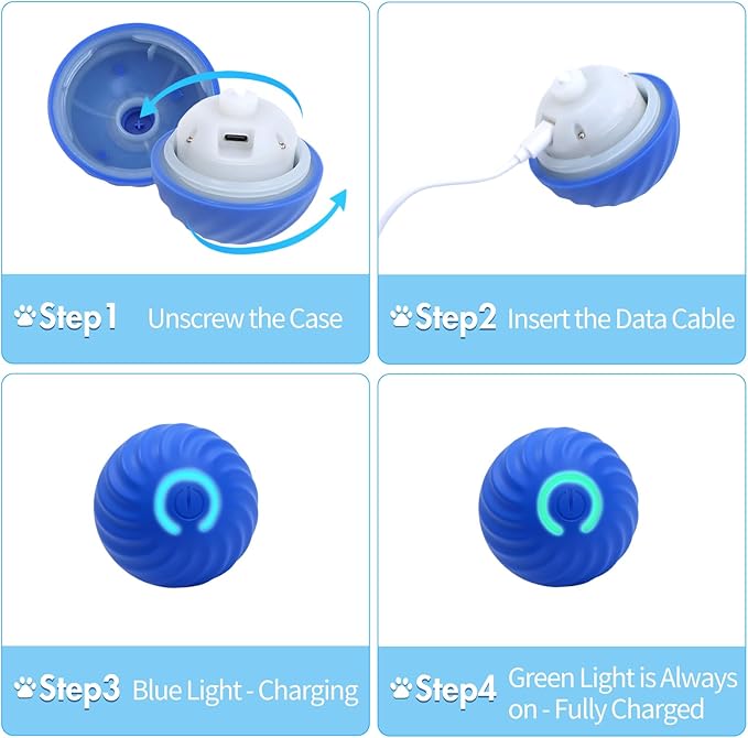Interactive Dog Ball Toys - For Smart Small Medium Dog Toys to Keep Them Busy with 2 Cover, Automatic Rolling and Jumping Pet Balls Ball for Dogs, Pet Interactive Toy Balls - Rechargeable, Blue