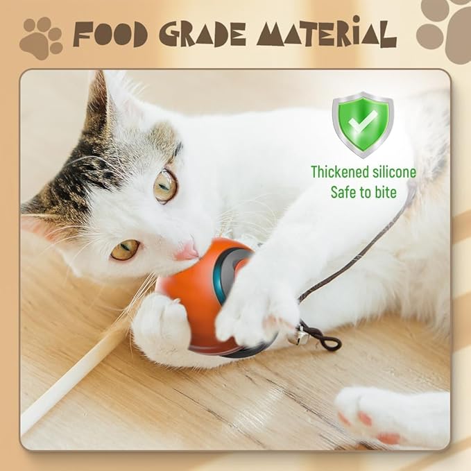 Speedy 3.0 Tail Cat Toy, 2026 New Speedy Tail Interactive Cat Toy for Indoor Cats, 2 Speed Adjustment- Automatic Moving Smart Cat Toys Ball with Tail for Bored Indoor Cats Dogs (Orange)