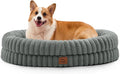 ChiXnuggle Dog Bed Large Sized Dog - Luxury Striped Faux Fur Waterproof Pet Couch with Removable Washable Cover, Orthopedic Pet Bed with Bolster Sides for Sleeping, Grey