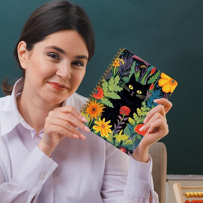 2 Packs Cat Spiral Notebook Aesthetic College Ruled Journaling Notebooks Cat Themed Gifts for Women Teacher Her Colleagues Cute Hardcover Notebook Journals for Writing Classroom Office Home Supplies