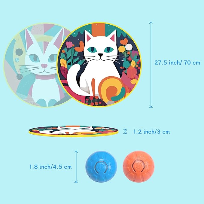 Interactive Cat Toys with 2 Fast Rolling Ball in Mat, Chirping & Motion Activated Automatic Cat Toy, Hide and Seek Games for Indoor Cats/Kitty/Kittens