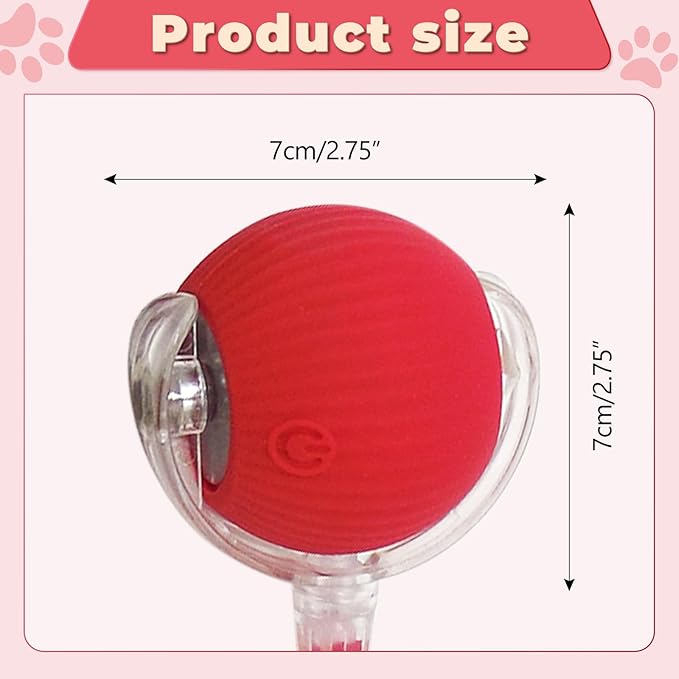 Smart Interactive Pet Toy Ball, Self Rolling Dog Ball Interactive Cat Toys, 360° Smart Automatic Rolling Ball Toy for Dogs Cats Indoor Outdoor Play (Red&Grey) 2pcs