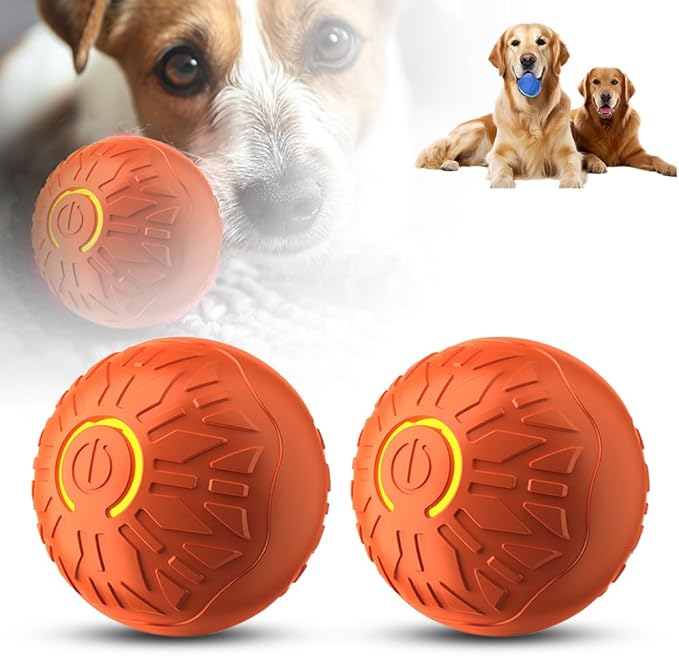 2Pcs Interactive Dog Toys Dog Balls, 2026 Upgrade Automatic Rolling Shaky Ball Toy, Automatic Rolling Ball Toys for Puppy Small Medium Dogs (Orange)