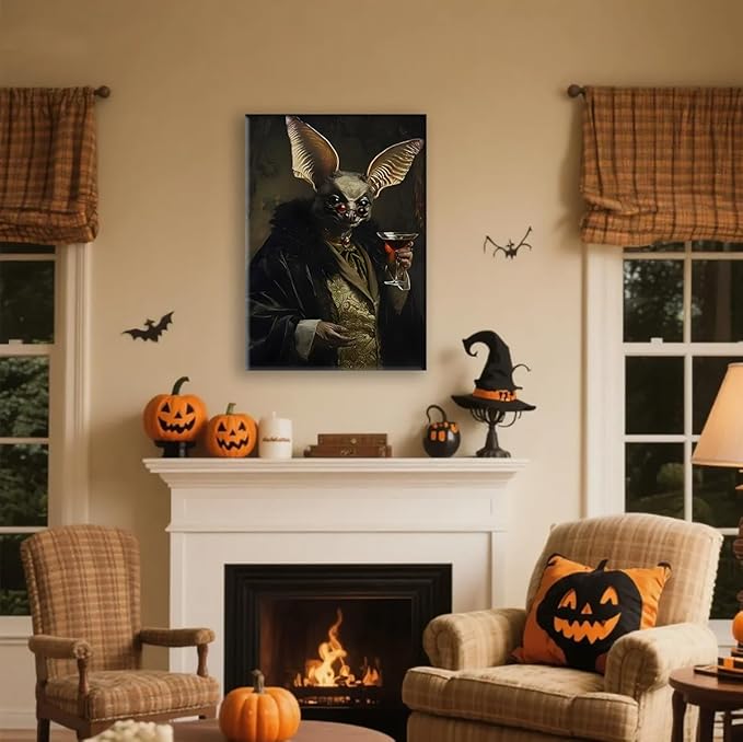 Jatinoo Gothic Bats Decor Wall Art Halloween Decorations Vintage Decor for Dark Academia Aesthetic Room and Gothic Home Decor