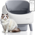 Open-Top Self Cleaning Cat Litter Box, Automatic Cat Litter Box, APP Control,Upgraded Safety Protection, Includes 1 Roll Waste Bag, Grey