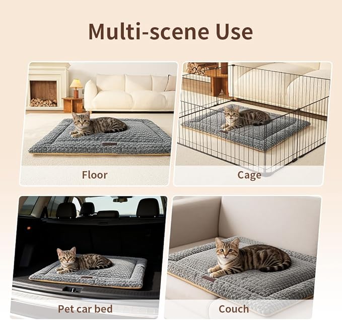 SOMAHE Plush Cat Kneading Bed Mat, Premium Plush Fabric Bed with Non-Slip Bottom, 3cm Thick All-Season Cushion for Cats Who Knead, Machine Washable Anti-Static Pet Bed, 23x15 Inch, Grey