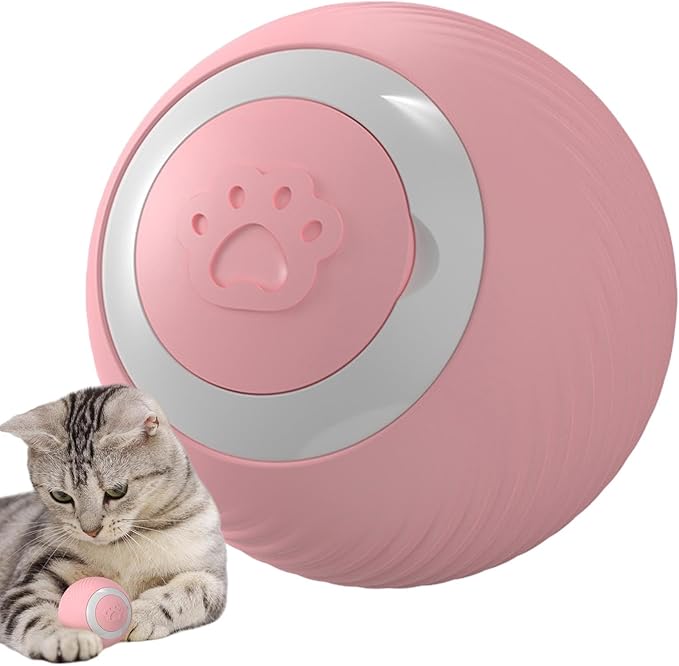 Lighted Moving Ball - Automatic Kitten Toy, Jumping Ball for Cats | Interactive Enrichment Rolling Dog Ball with Lights, Rotating Ball for Cats, Sensory Toy for Cats