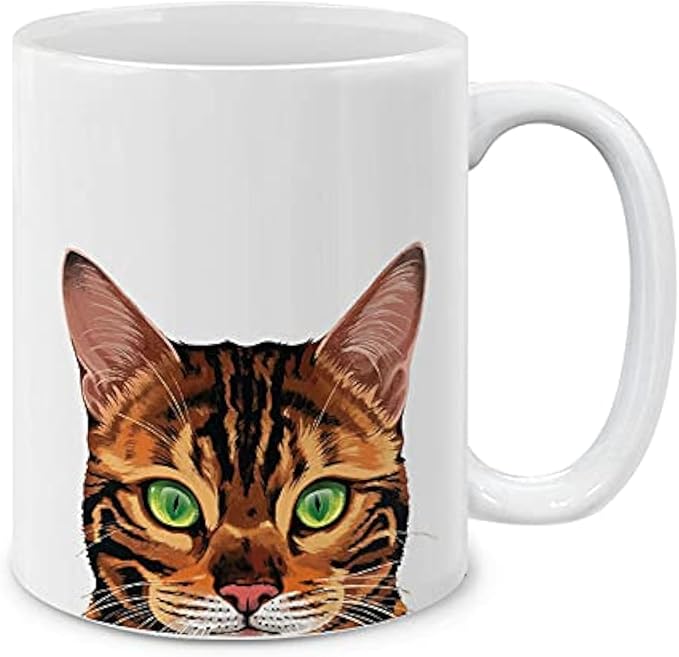 MUGBREW Spotted Brown Bengal Cat Ceramic Coffee Mug Tea Cup, 11 OZ