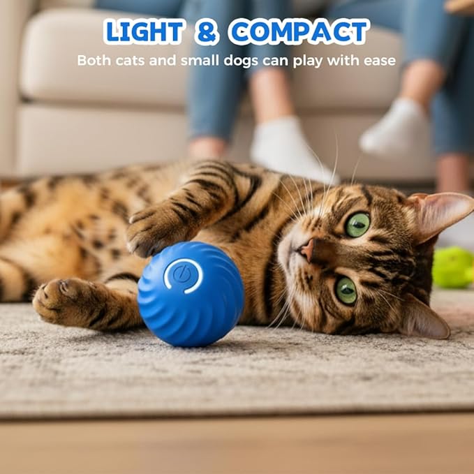 Interactive Dog Toys Dog Ball, Automatic Flashing Light Up Ball, Bite-Resistant Chew Toy to Stimulate Play and Relieve Boredom for Dogs and Cats (Blue+Orange)