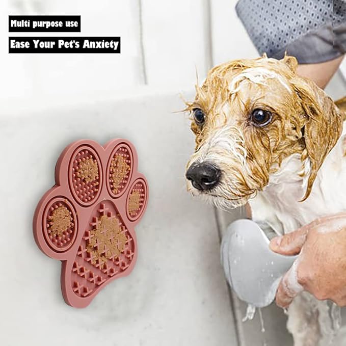 Lick Mat for Dogs and Cats,Dog Food Mat with Suction Cups,Slow Feeder & Non-Slip Design,Boredom & Anxiety Reducer,Calming Mat for Bathing,Grooming,and Nail Trimming (Pink&Green)