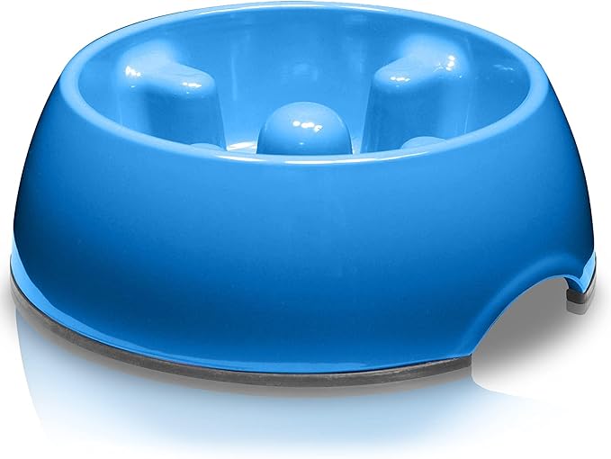 Dogit Go Slow Anti-Gulping Dog Bowl, Blue, X-Small