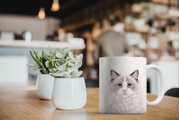 MUGBREW Cute Lilac Ragdoll Cat Ceramic Coffee Mug Tea Cup, 11 OZ