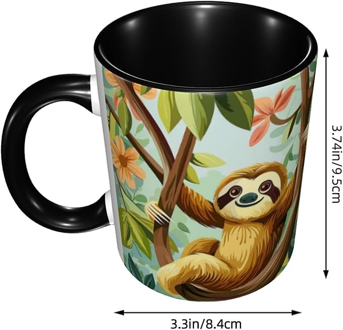 Sloth Coffee Mug 11oz Ceramic Tea Cup With Handle Funny Porcelain Mugs for Women Dishwasher Microwave Safe