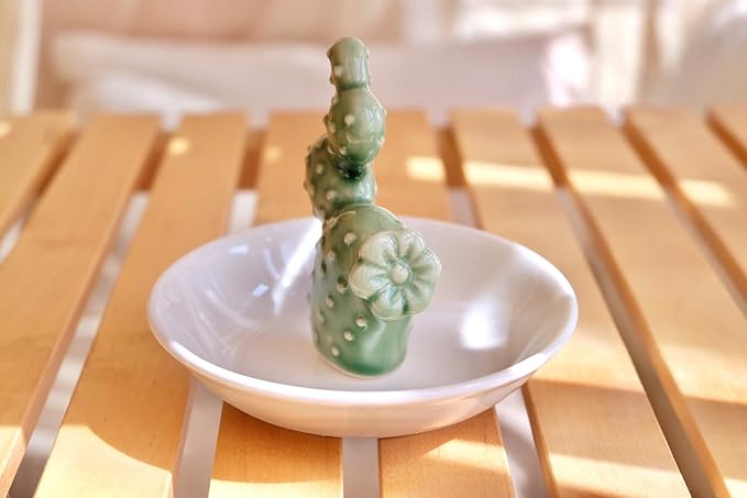 PUDDING CABIN Cactus Gifts for Women Cactus Ring Holder Dish Birthday Gifts for Women Girls Friends, Cactus Decor for Bathroom Nighstand, Wedding Valentine's Day Xmas Gifts Mothers Day Gifs