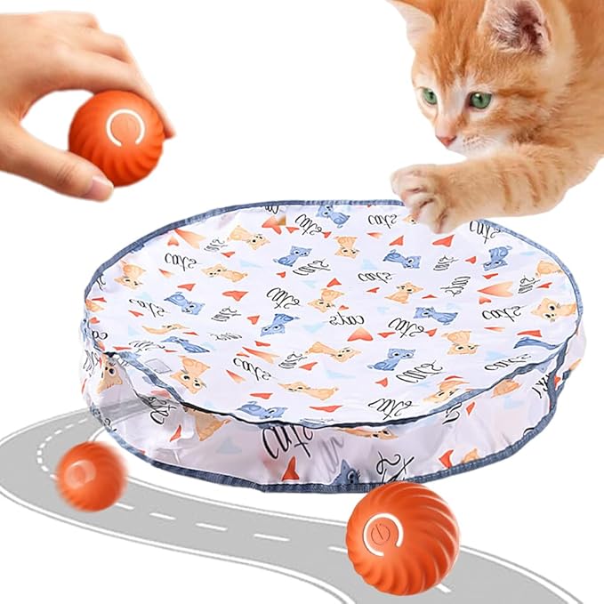 2025 New Interactive Cat Toys Ball Fast Rolling in Pouch, Hide and Seek Cats Toy, Automatic Kitten Toys Moving Ball, Rechargeable Cat Enrichment Toys for Bored Indoor Adult Cats (A)