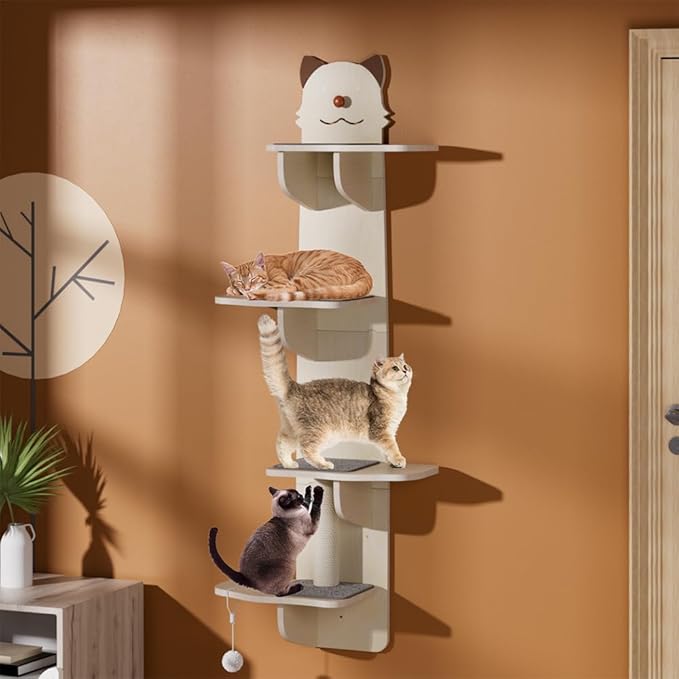 Cat Shelves Shelf for Wall Mount Mounted Floating Perch Furniture Perch Hammock Climber Climbing Indoor Large Wall-Mounted Steps Cat Climb Perches Solid Wood Hammock