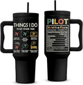 Pilot Gifts For Men, Pilot Tumbler With Handle 40 Oz, Birthday Christmas Retirement Gifts For Pilots Men Husband, Airplane Gift For Aviation Lovers, Travel Coffee Tumbler