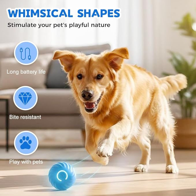 Interactive Dog Toys Dog Ball, Automatic Flashing Light Up Ball, Bite-Resistant Chew Toy to Stimulate Play and Relieve Boredom for Dogs and Cats (Orange)