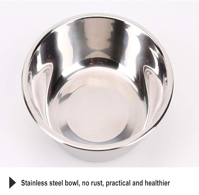 Tineer Double Pet Dog Slow Feeder Bowl,Stainless Steel Anti-Choke Puppy Food and Water Feeder for Dog Cats (Pink)