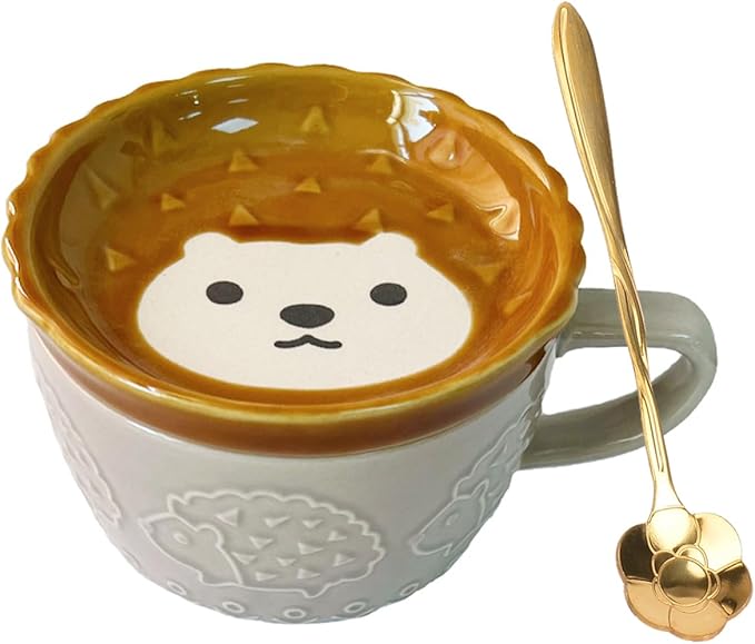 Ceramic Cute Cat Mug With Lid - Funny Novelty Cup for Cat Lovers - Tea and Dessert Mug for Girls, Boys, Women - Christmas Birthday Gift