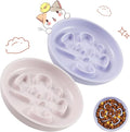 Cat Slow Feeder Bowl Set - 2 Pcs Pastel Series Cat Plate for Dry and Wet Food - Cute Maze Feeder Dish for Healthy Eating- Slow Feeding Bowls Whisker Friendly - Dishwasher Safe(Blue and Pink)