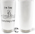 Funny 20oz Travel Coffee Mug Tumbler, I'm Fine Everything Is Fine Funny Humorous Stainless Steel Tumbler with Lid and Straw
