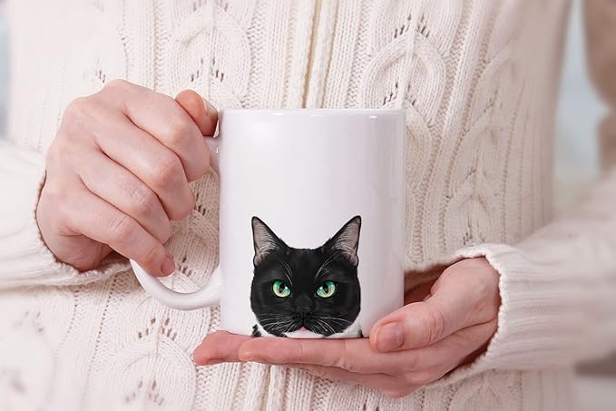 MUGBREW Tuxedo Cat White Chin Ceramic Coffee Mug Tea Cup, 11 OZ