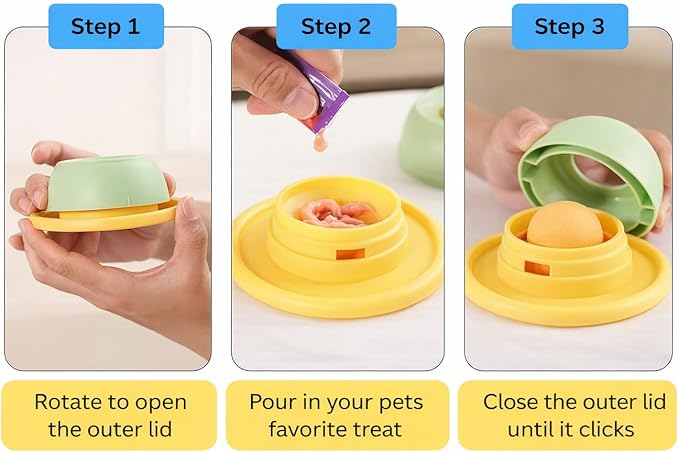 Slow Feeder Dog Lick Bowl for Liquid Treats, Rolling Ball Treat Dispenser, Anti-Slip Enrichment Feeder for Bone Broth, Yogurt & Wet Food, for Dogs & Cats (Beige)