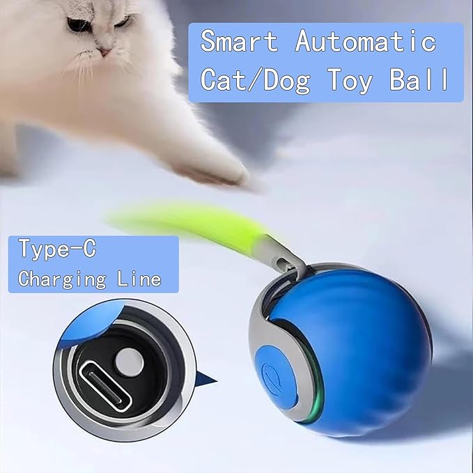 2 Pack Automatic Moving Dog Toy Ball,Smart Interactive Cat Toy Ball with Tail&Interactive Sensor,(2Packs Orange)
