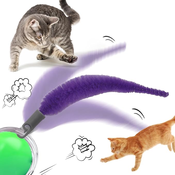 BOXOB 5pcs Cat Ball Toy Replacement Tails, Interactive Cat Toy Accessories Attachments Automatic Moving Ball Worm Refills Rope Compatible with 2.0 (Purple)