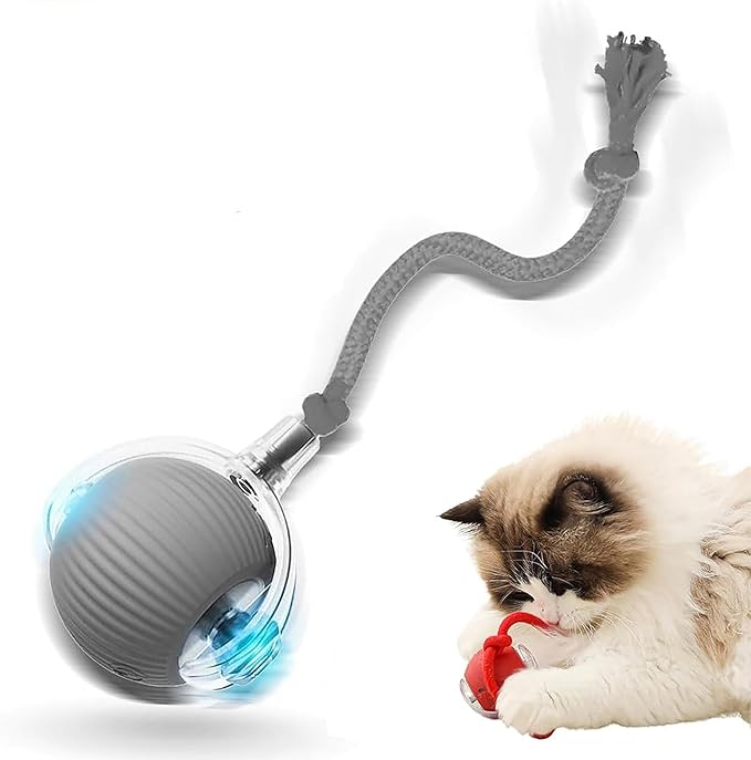 2026 New Motion Activated Cat Balls,Interactive Cat Toys for Indoor Cats with 360° Smart Automatic Rolling Moving for Bored Pet Cats Dogs. (Grey)