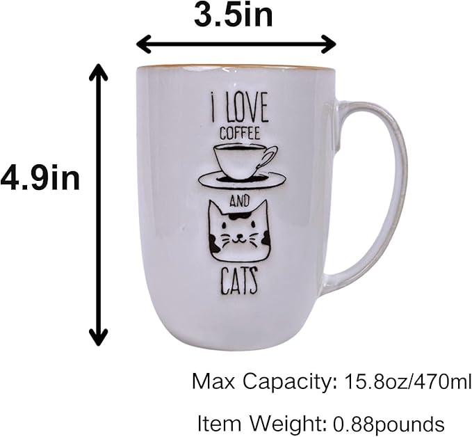 Cute Kittens Pattern Mug - Cat Coffee Cup, Funny Ceramic Tea Cup, Novelty Gifts for Office and Home, Dishwasher & Microwave Safe (15oz)