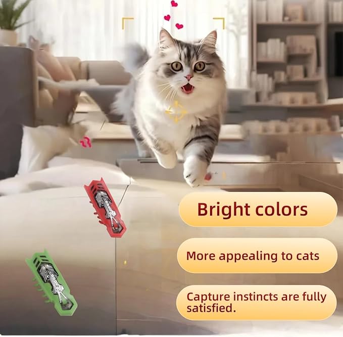 Cat Bug Toy Electric Moving Interactive Cat Toy for Indoor Cats Educational Cat Teaser Toy 2PCS Electronic Beetle Interactive Set for Indoor Cats Kitten Chase Exercise Battery Operated