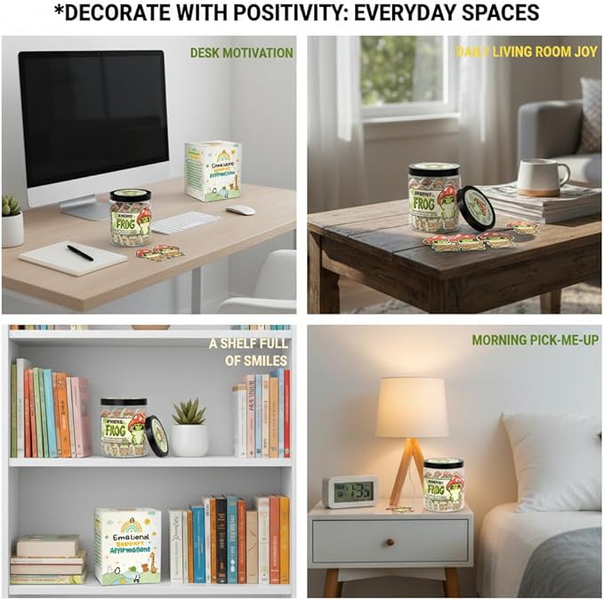 DEARMINE Positive Frog Jar with 60 Affirmation Cards, Emotional Support Gift, Christmas Home Office Decoration, Frog Gifts for Women, Teens, Teachers, Coworkers, Friends, Men