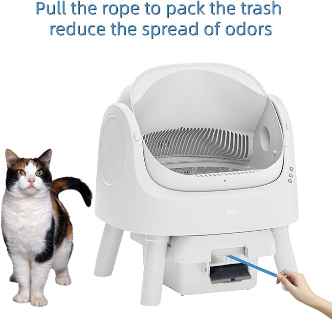 Cat Litter Box Liners for Automatic Self-Cleaning Litter Boxes, Heavy-Duty Tear-Resistant Leak-Proof Bags with Drawstring Closure, 25.6in×11.8in, FOXORU (20×8)