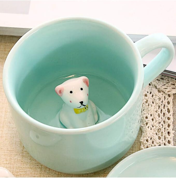 Surprise Dog Coffee Mug with Small Puppy Inside - 8 Oz,Best Funny Gift Ceramic Cups