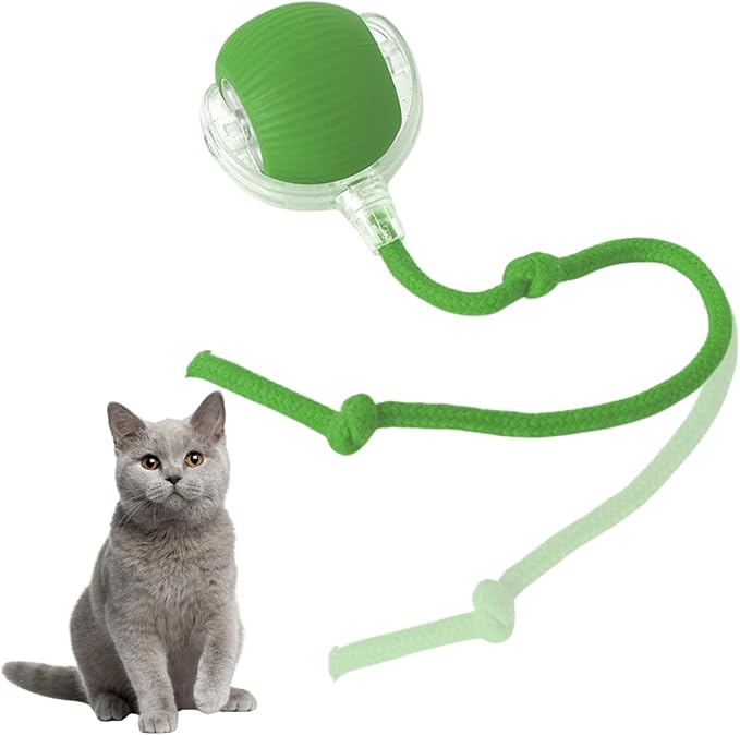 Interactive Cat Toy Ball, Automatic Rolling Electric Toy for Indoor Cats, Motion-Activated Smart Ball for Exercise and Play Toy for Kittens, Green