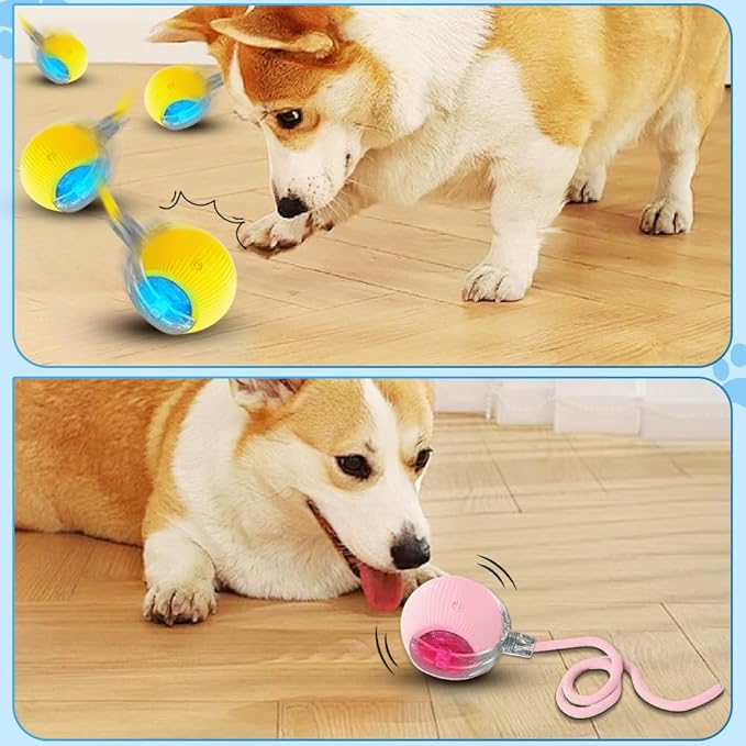 Interactive Cat Toys Ball Fast Rolling on Carpet, Motion Activate Cat Toys for Bored Indoor Cats Dogs (Yellow)
