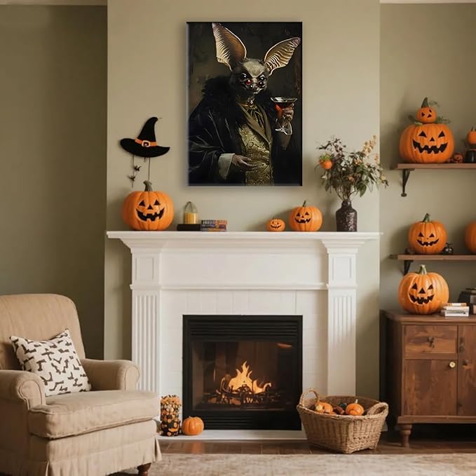 Jatinoo Gothic Bats Decor Wall Art Halloween Decorations Vintage Decor for Dark Academia Aesthetic Room and Gothic Home Decor