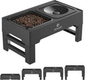 ELS PET Elevated Dog Bowls, Adjustable Raised Dog Bowls with No Spill Dog Water Bowl and Stainless Steel/Slow Feeder, Stand for Small Medium Large Dogs,Cats & Pets (Plastic)