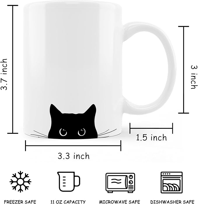 OFlich Black Cat Coffee Mug - Black Cat Gifts, Black Cat Mug, Cat Mugs For Cat Lovers Women, Cat Gifts For Cat Lovers, Cat Gifts For Women Girls, 11oz Ceramic Coffee Mug