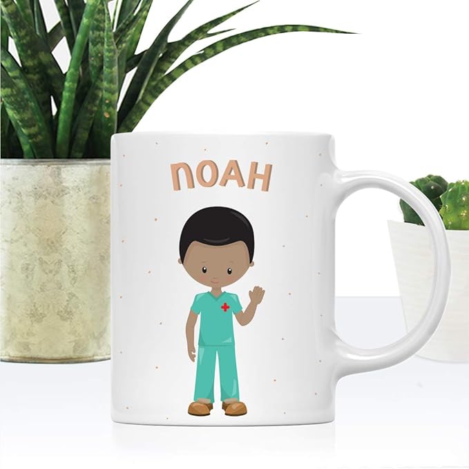 Andaz Press Personalized 11oz. Kids Milk Hot Chocolate Mug, Black Haired Ward Boy, 1-Pack, Custom Child’s Birthday Christmas Coffee Cup