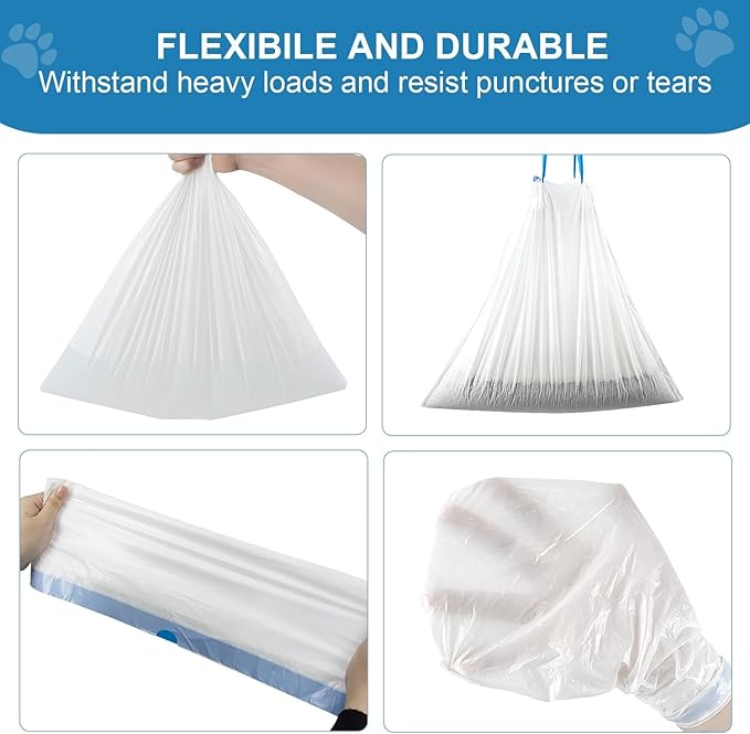 Self Cleaning Cat Litter Box Liners-20 Counts, Extra Thick Litter Bags for Automatic Cat Litter Box Robot with Drawstring Trash Bags
